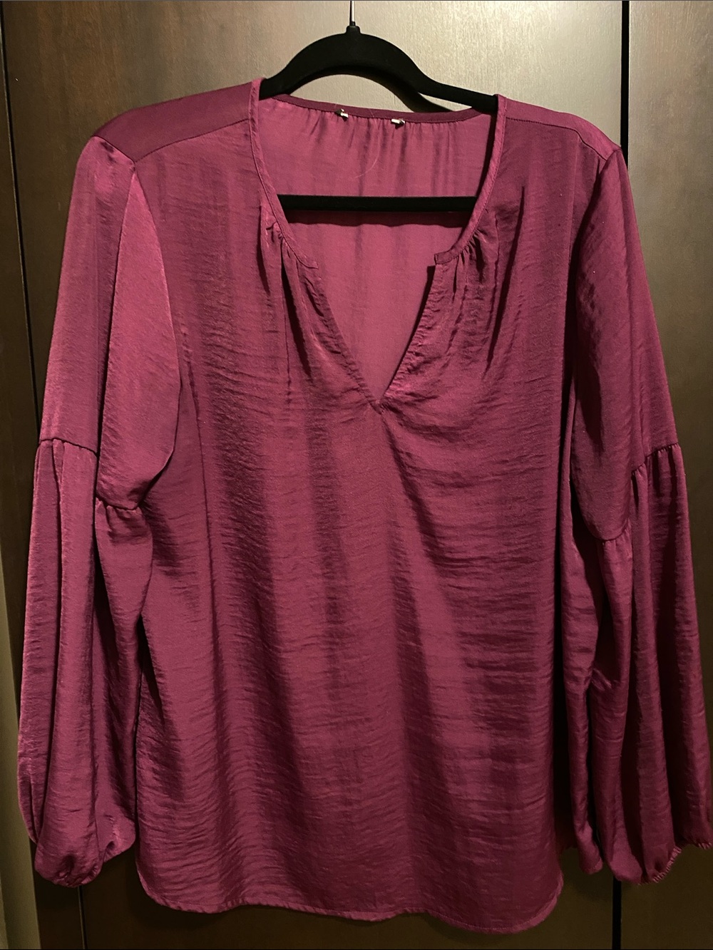 Old Navy Plum V-Neck Long Sleeve Blouse